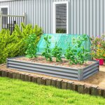 �tag�re � plantes carr� potager rectangulaire, lit de jardin sur�lev� en acier galvanis�, fond ouvert, ...