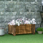 �tag�re � plantes outsunny jardini�re sur pied bac � fleurs dim. 70l x 35l x 30h cm pi�tement demi rondin ...
