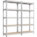 �tag�re de rangement � 5 niveaux, lot de 2, en m�tal, montage sans vis, r�glable, pour garage, entrep�t, ...