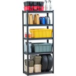 Etagere de rangement, 907 kg, etagere de garage metallique robuste reglable, 5 niveaux, 406, 4 x 812, ...