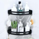 Alovez - tagre de salle de bain sans perage shining house, tagre de douche murale noire, panier de ...