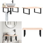 �tag�re de vasque murale acier et bois de ch�ne massif - �tag�re de lavabo acier bois - �tag�re de lavabo ...