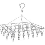 Etendoir chaussette, �tendoir � linge � suspendre avec 36 pinces en acier inoxydable � l'�preuve du vent ...