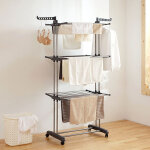 tendoir linge intrieur sur 3 niveau schoir  linge extensible pliable avec 4 roues de frein de stationnemen ...