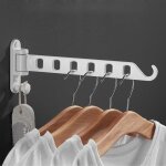 Etendoir mural rabattable, portant a vetement 180�rotation pliant porte manteau mural pour salle bain, ...