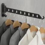 Etendoir mural rabattable, portant a vetement 180�rotation pliant porte manteau mural pour salle bain, ...