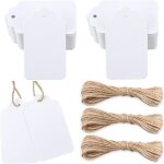 �tiquettes cadeaux blanches, 100 pi�ces avec corde de jute de 20 m, carte blanche, cadeau de mariage, ...