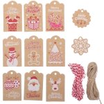 Tiquette cadeau en papier 120 pices tiquettes suspendues imprimes de nol tiquettes en papier kraft ...