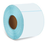 �tiquettes thermiques directes blanches perfor�es, 100 mm x 100 mm, 500 �tiquettes par rouleau