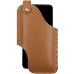 �tui pour t�l�phone portable en cuir avec passant de ceinture et boucle magn�tique (s, marron)
