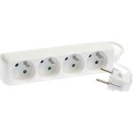 Blocs multiprises 4 prises 2p + t 16a - h05vv - f 3g1, 5mm� 1, 5 m�tre - blanc sans interrupteur