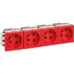 Eur ohm - bloc prise courant dtrompes 2p + t rouge (sans dtrompeur) - optima 4 prises