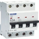 Eur ohm - disjoncteur t�trapolaires courbe c connexion vis haut / bas - ip20 / ik02 63a 4, 5ka