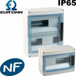Eur ohm - coffret étanche ip65 - nbre de rangées - 4 modules - entrées pré percées Eur ohm - coffret étanche ip65 - nbre de rangées - 4 modules - entrées pré percées