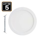 Europalamp - 5 spot encastrables led 15w rond extra - plat blanc chaud 3000k