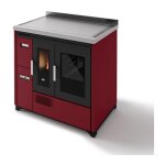 Eva calor - cuisinire  granuls avec four ventil enrica 9 kw rouge