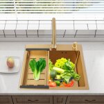 �vier 50 x 45 cm finition dor�e �vier �vier de cuisine en acier inoxydable �vier lavabo rectangulaire ...