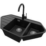 Primagran - evier d'angle en granit 90x50cm, lavabo cuisine 1, 5 bacs + kit de vidage + accessoire, Évier ... Primagran - evier d'angle en granit 90x50cm, lavabo cuisine 1, 5 bacs + kit de vidage + accessoire, Évier ...