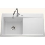 Systemceram - evier cramique blanc mat cleya 1 grand bac - gouttoir droite