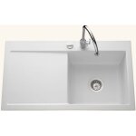 Systemceram - evier cramique blanc mat cleya 1 grand bac - gouttoir gauche