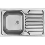 �vier de cuisine � poser en acier inoxydable, 1 cuve avec �gouttoir � droite, 80 x 50 cm, finition inox ...