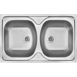 �vier de cuisine � poser en acier inoxydable � 2 cuves, 80 x 50 x 14 cm (h), finition inox - tavo