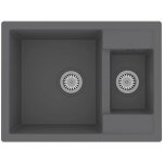 Évier de cuisine et deux lavabos trou de trop - plein 58 x 44 cm granit gris Évier de cuisine et deux lavabos trou de trop - plein 58 x 44 cm granit gris