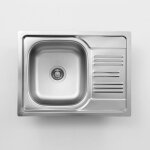 �vier de cuisine encastrable en acier inoxydable avec 1 cuve et �gouttoir, 58 x 43, 5 cm, finition inox ...