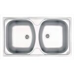 �vier de cuisine encastrable en acier inoxydable � deux cuves, 79 x 44 cm, finition satin�e - telivo