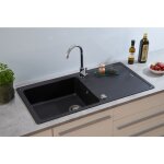 Evier de cuisine evier  encastrer granit bassin 100x50 noir respekta by schock
