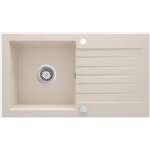 �vier de cuisine en granit � 1 cuve avec �gouttoir, 76 x 44 cm, beige - zeno