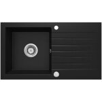 �vier de cuisine en granit � 1 cuve avec �gouttoir, 76 x 44 cm, noir - zeno