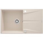 �vier de cuisine en granit � 1 cuve avec �gouttoir, 86 x 50 cm, beige - drax