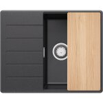 Primagran evier cuisine en granit 62x50cm, lavabo 1 bac + kit de vidage + planche � d�couper, �vier � ...