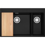 Primagran evier cuisine en granit 78x50cm, lavabo 2 bacs + kit de vidage + planche à découper, Évier ... Primagran evier cuisine en granit 78x50cm, lavabo 2 bacs + kit de vidage + planche à découper, Évier ...