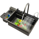 �vier de cuisine, �vier de cuisine noir nano - finition, �vier en acier inoxydable style cascade, �vier ...