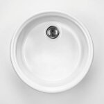 �vier de cuisine rond encastrable en c�ramique, 1 cuve, ?44, 5 cm, couleur blanche - libby