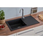Evier � encastrer evier de cuisine granit mineralite 78 x 44 cm noir respekta