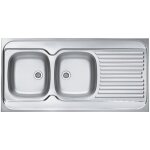 Evier lavelli  poser 120 - 2 cuves 1 gouttoir - inox lisse epbm120a04 - moderna