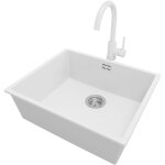 Primagran - evier sous plan 56x47cm, evier en granit 1 bac + robinet 32x20cm + kit de vidage, �vier au ...