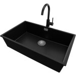 Primagran - evier sous plan 76x47cm, evier en granit 1 bac + robinet 32x20cm + kit de vidage, �vier au ...