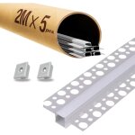 Evotrade ? lot 5 profils led aluminium 2m (10m) pour plaques de pltre avec couvercle opalin et embouts ...