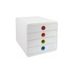 Exacompta - module de classement pop box 4 tiroirs - blanc / assortis