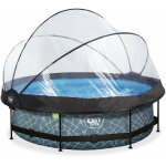 Exit toys - piscine exit stone �300x76cm avec pompe filtrante et d�me - grise