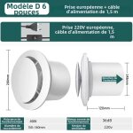 Extracteur d'air - grille vmc, 150 - 160 mm de diam�tre - 160 m�tres cubes / heure - vmc pour salles ...