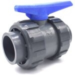 Vanne pvc � sph�re double union raccordement femelle � coller abrisa 32mm