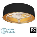 Fabrilamp - ventilateur dc anuska 60w black / gold 70d 8 pales 6 vitesses 5100lm 3 couleurs t�l�commande, ...