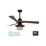 Fabrilamp - ventilateur dc vulturno noir 1xe27 3 pales ch�ne 6 vitesses avec tremblement de terre & minuterie ...
