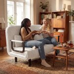 Fabulcozy canap� - lit convertible 2 places, rev�tement en velours c�tel� avec 2 coussins, dossier r�glable ...