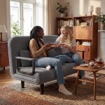 Fabulcozy canap� - lit convertible 2 places, rev�tement en velours c�tel� avec 2 coussins, dossier r�glable ...